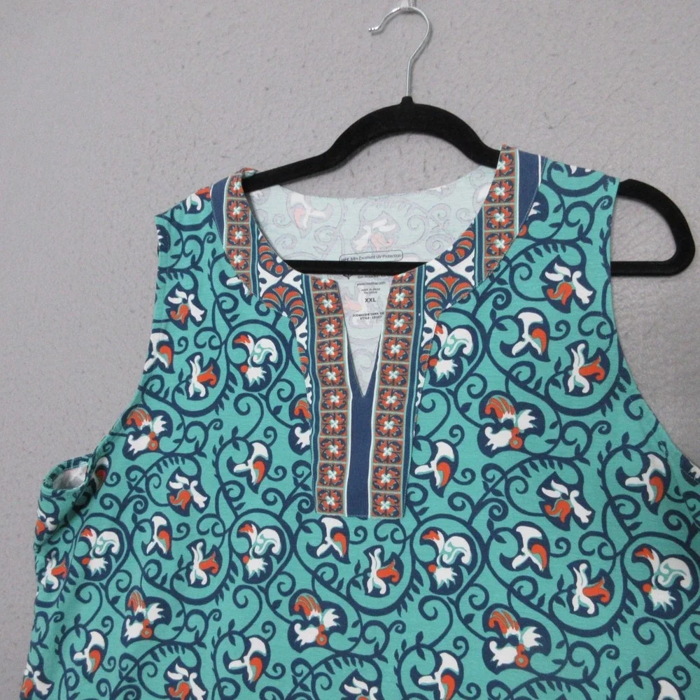 Coolibar Oceanside Tank Dress XXL Floral Shift UPF Beach Vacation Pool Bamboo - Picture 2 of 9